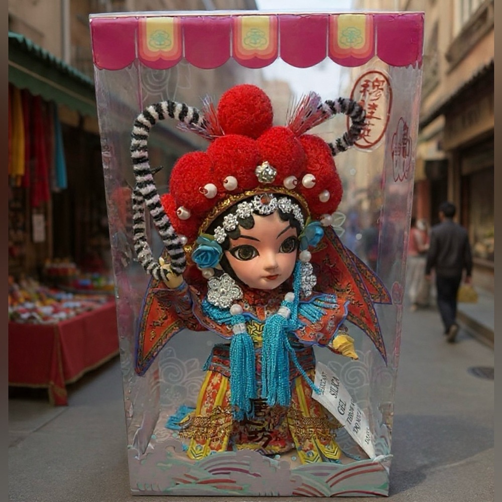 Chinese Beijing Peking Opera Characters Silk Dolls Folk Features Handmade Crafts